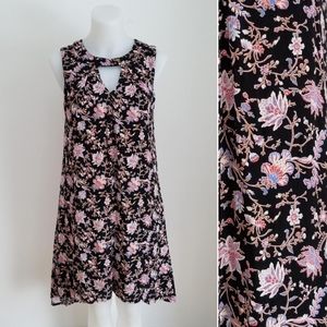 Women's Floral Print Keyhole Dress, XS